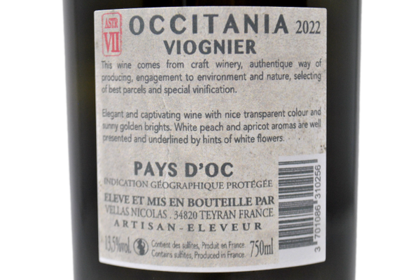 OCCITANIA PAYS D'OC IGP VIOGNIER 2022 LIMITED EDITION "ASTR VII" - VIGNOBLES VELLAS