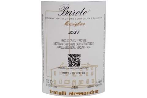 BAROLO DOCG "MONVIGLIERO" 2021 - FRATELLI ALESSANDRIA