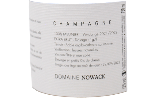 CHAMPAGNE EXTRA BRUT 100% MEUNIER "LA FONTINETTE" 2021 - CHAMPAGNE NOWACK