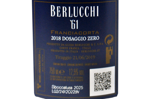 FRANCIACORTA DOCG DOSAGGIO ZERO BLANC DE BLANCS "NATURE '61" 2018 - BERLUCCHI