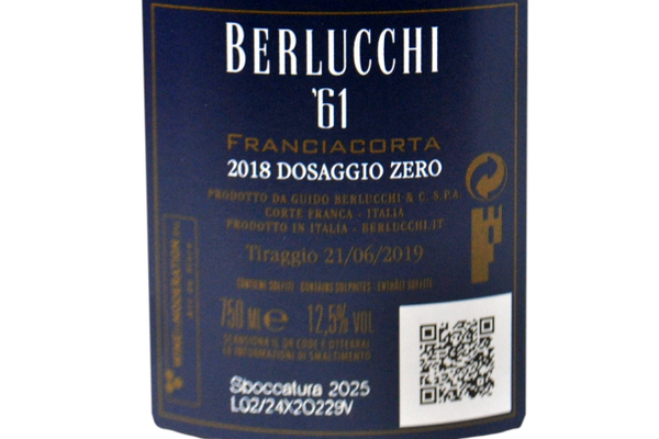 FRANCIACORTA DOCG DOSAGGIO ZERO BLANC DE BLANCS "NATURE '61" 2018 - BERLUCCHI