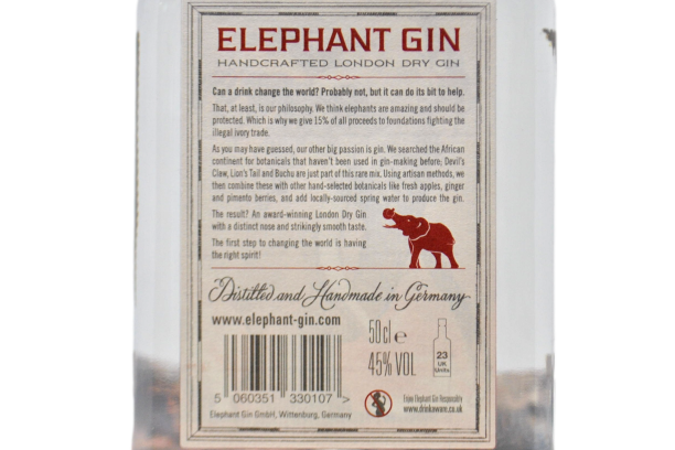LONDON DRY GIN “ELEPHANT GIN” 0.5 L GLASSPACK - ELEPHANT GIN