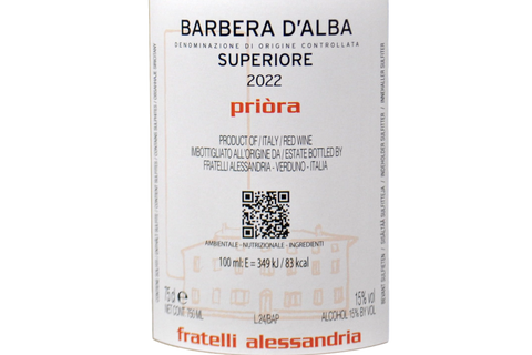 BARBERA D'ALBA DOC SUPERIORE "PRIORA" 2022 - FRATELLI ALESSANDRIA