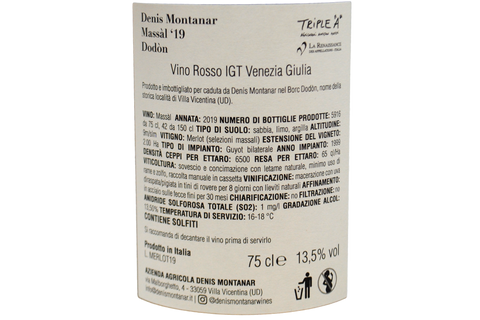 VENEZIA GIULIA IGT MERLOT "MASSÀL DODÒN" 2019 - DENIS MONTANAR