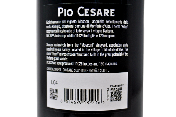 BARBERA D'ALBA SUPERIORE DOC "FIDES VIGNA MOSCONI" 2022 - PIO CESARE