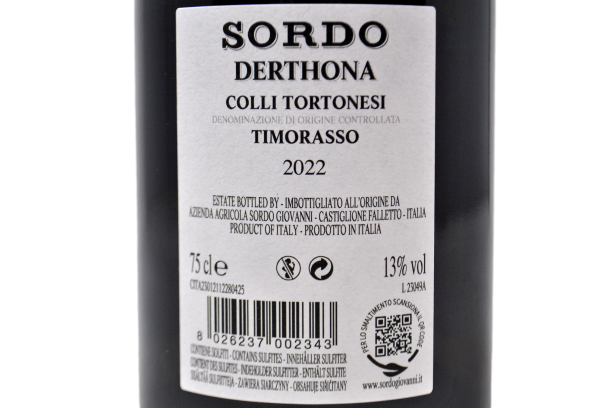 COLLI TORTONESI DOC TIMORASSO 2022 - SORDO