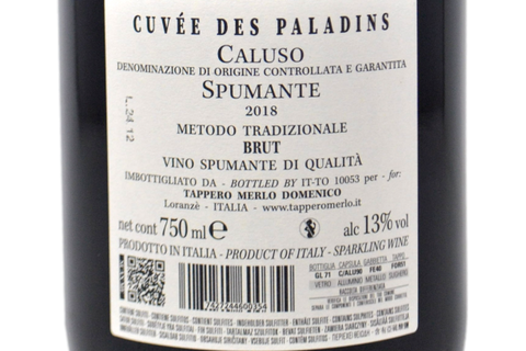 CALUSO SPUMANTE DOCG "CUVEE DES PALADINS" 2018 - TAPPERO MERLO