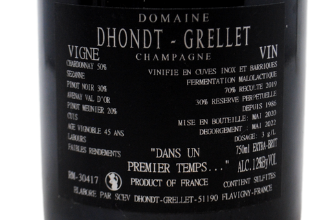 CHAMPAGNE EXTRA BRUT ASSEMBLAGE "DANS UN PREMIER TEMPS..." - DHONDT GRELLET