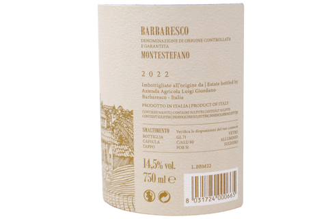 BARBARESCO DOCG "MONTESTEFANO" 2022 - LUIGI GIORDANO