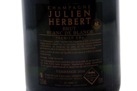 CHAMPAGNE PREMIER CRU BRUT BLANC DE BLANCS VENDANGE 2018 - JULIEN HERBERT