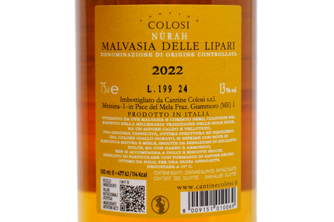 MALVASIA DELLE LIPARI DOC NATURALE DI SALINA "NURAH" 2022 - CANTINE COLOSI