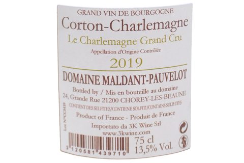 CORTON-CHARLEMAGNE GRAND CRU "LE CHARLEMAGNE" 2019 (350 BOTTIGLIE PRODOTTE) - DOMAINE MALDANT PAUVELOT