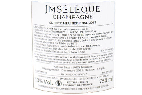 CHAMPAGNE ROSÉ (100% MEUNIER) EXTRA BRUT PREMIER CRU "SOLISTES LES CHARMIERS" 2018 - J-M SÉLÈQUE