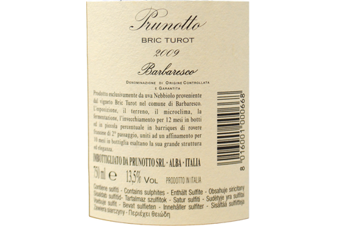 BARBARESCO DOCG “BRIC TUROT” 2009 - PRUNOTTO
