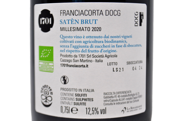 FRANCIACORTA DOCG BRUT SATEN 2020 - 1701 SOCIETA' AGRICOLA
