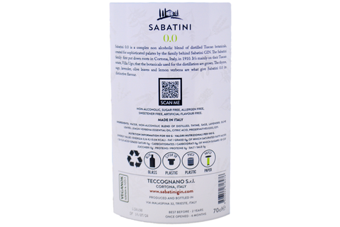 GIN ANALCOLICO CON BOTANICHE TOSCANE "0.0" - SABATINI