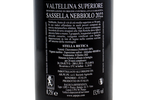 TERRASSES RHAETIQUES DE SONDRIO IGT NEBBIOLO "IL PETTIROSSO" 1999 - ARPEPE