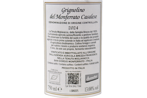 GRIGNOLINO DEL MONFERRATO CASALESE DOC 2024 - TENUTA MIGLIAVACCA