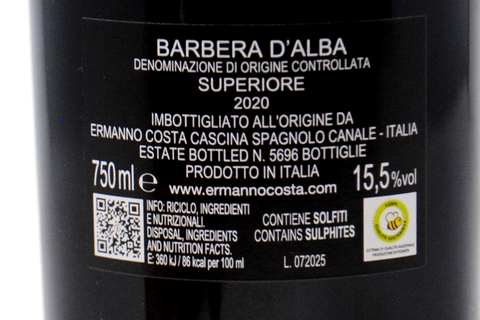 BARBERA D'ALBA SUPERIORE DOC 2020  - ERMANNO COSTA