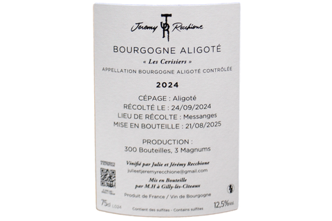 BOURGOGNE ALIGOTÉ "LES CERISIERS" 2024 (300 BOTTIGLIE PRODOTTE) -  JÉRÉMY RECCHIONE