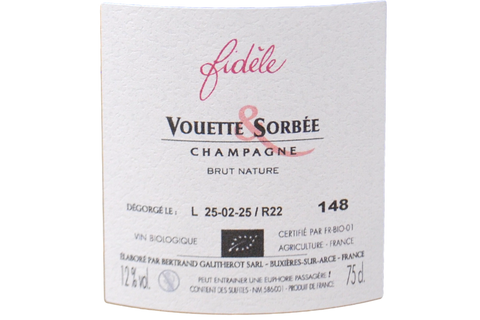 CHAMPAGNE BRUT NATURE "FIDELE" - VOUETTE &amp; SORBEE