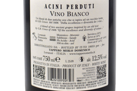 VINO BIANCO "ACINI PERDUTI" 2024 - TAPPERO MERLO