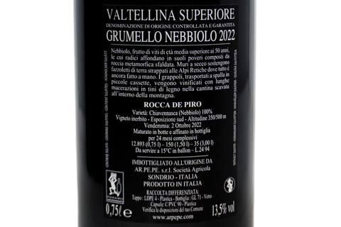 TERRASSES RHAETIQUES DE SONDRIO IGT NEBBIOLO "IL PETTIROSSO" 1999 - ARPEPE