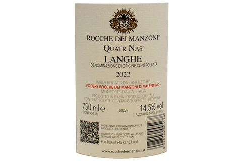 LANGHE DOC “QUATR NAS” 2022 - ROCCHE DEI MANZONI