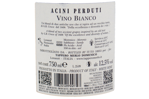 VINO BIANCO "ACINI PERDUTI" 2024 - TAPPERO MERLO
