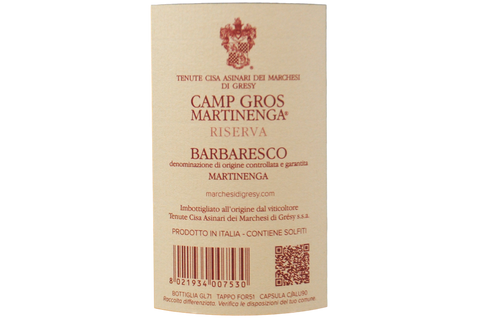 BARBARESCO DOCG RESERVE "CAMP GROS MARTINENGA" 2016 - TENUTE CISA ASINARI DEI MARCHESI DI GRÈSY