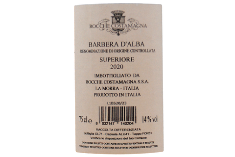 BARBERA D'ALBA SUPERIORE DOC "ROCCHE DELLE ROCCHE" 2020 - ROCCHE COSTAMAGNA