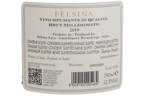 SPUMANTE METODO CLASSICO BRUT MILLESIMATO 2019 - FÈLSINA