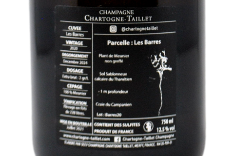 CHAMPAGNE EXTRA BRUT BLANC DE NOIRS FRANC DE PIED "LES BARRES" 2020 - CHARTOGNE TAILLET