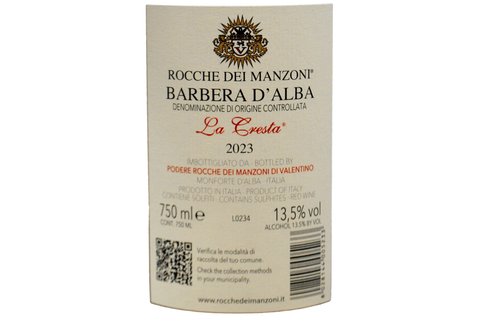 BARBERA D'ALBA DOC “LA CRESTA” 2023 - ROCCHE DEI MANZONI