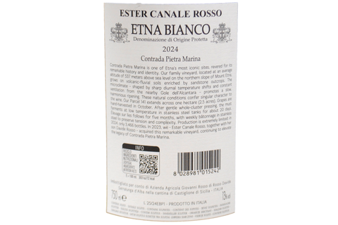 ETNA BIANCO IGP CONTRADA PIETRA MARINA "ESTER CANALE ROSSO" 2024 - GIOVANNI ROSSO