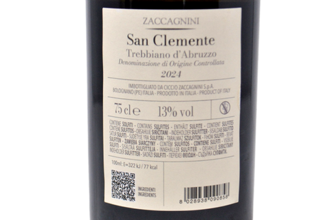 TREBBIANO D'ABRUZZO DOC "SAN CLEMENTE" 2024 - CANTINA ZACCAGNINI