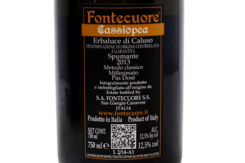 ERBALUCE DI CALUSO METODO CLASSICO MILLESIMATO PAS DOSÉ BIOLOGICO "CASSIOPEA" 2013 - FONTECUORE