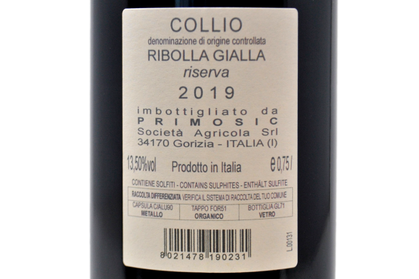 COLLIO RIBOLLA GIALLA DOC RISERVA 2019 - PRIMOSIC