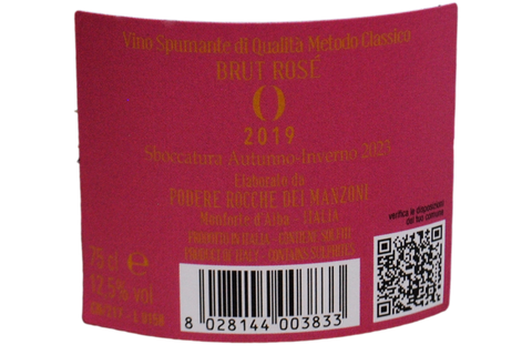 SPUMANTE METODO CLASSICO BRUT ROSÉ “VALENTINO ZERO" 2019 - ROCCHE DEI MANZONI