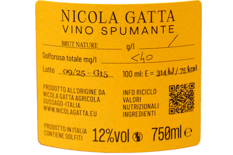 VINO SPUMANTE METODO PERPETUO NATURE BLANC DE NOIRS 36 LUNE "12.22" - NICOLA GATTA