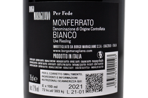 MONFERRATO RIESLING DOC "PER FEDE" 2021 - BORGO MARAGLIANO