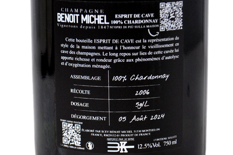 CHAMPAGNE EXTRA BRUT BLANC DE BLANCS "ESPRIT DE CAVE" 2006 - BENOIT MICHEL