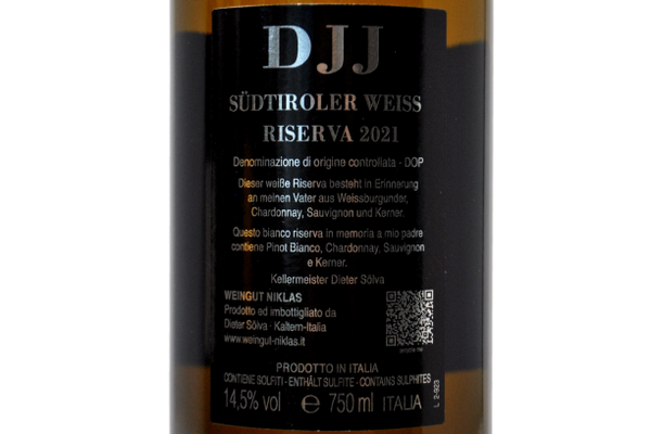 SUDTIROL DOP BIANCO RISERVA "DJJ" 2021 - WEINGUT NIKLAS