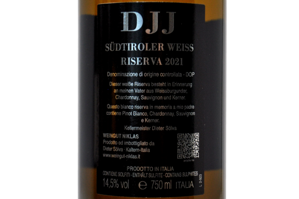 SUDTIROL DOP BIANCO RISERVA "DJJ" 2021 - WEINGUT NIKLAS