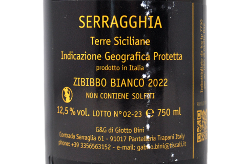 TERRE SICILIANE IGP ZIBIBBO BIANCO "SERRAGGHIA" 2022 - GIOTTO BINI