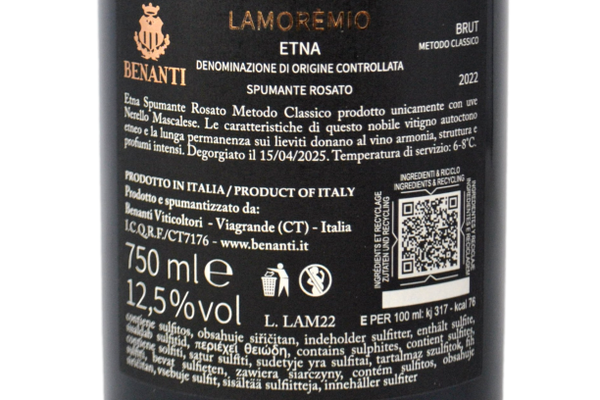 ETNA DOC METODO CLASSICO BRUT ROSE "LAMOREMIO" 2022 - BENANTI