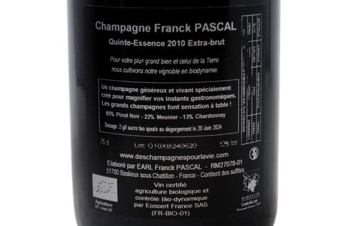 CHAMPAGNE BIODINAMICO EXTRA BRUT "QUINTE-ESSENCE" 2010 - FRANK PASCAL