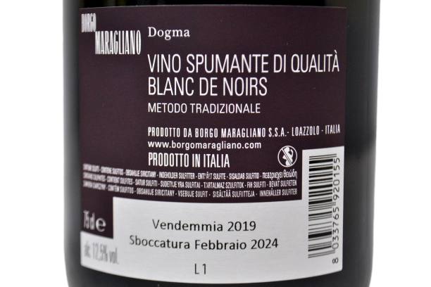 MÉTHODE TRADITIONNELLE BRUT NATURE "EDITION I - CUVEE GERMANA BELTRAME" 2016 (DISGORGUE FÉVRIER 2019 - BORGO MARAGLIANO