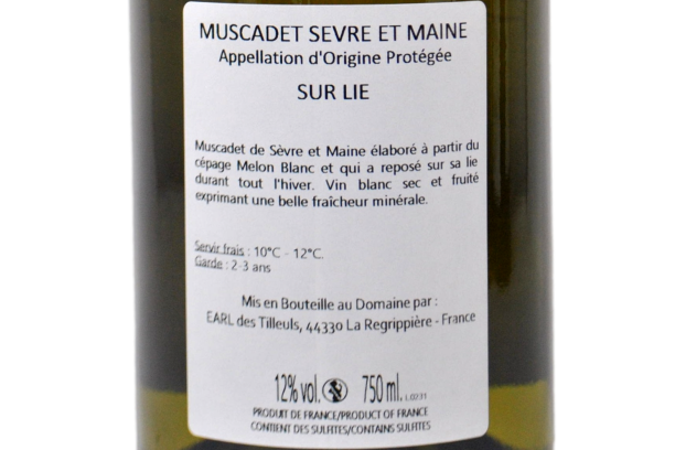 MUSCADET SÈVRE ET MAINE SUR LIE "FIEF DES TILLEUS" 2023 - DOMAINE DES TILLEULS