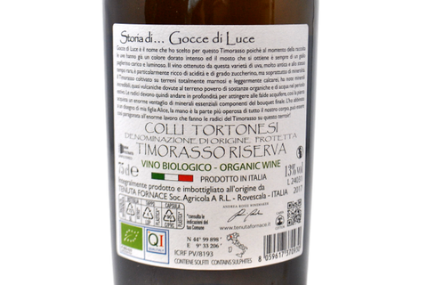 COLLI TORTONESI DOP TIMORASSO RISERVA "GOCCE DI LUCE" 2017 - TENUTA FORNACE